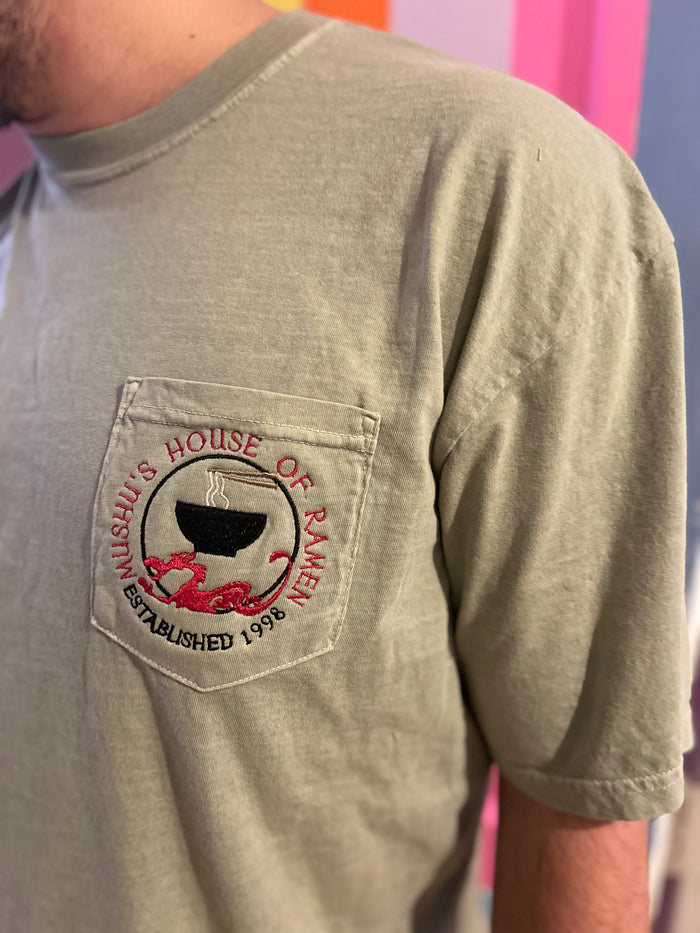 House of Ramen Embroidered Pocket T-Shirt (front and back design)