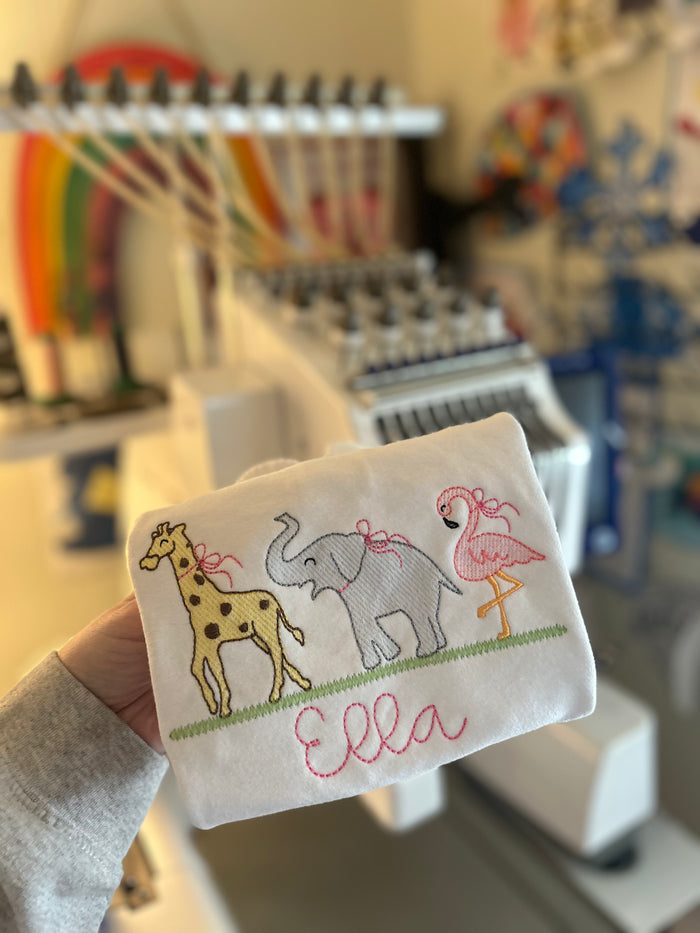 Zoo Trip Trio Embroidered Peter Pan Collar Shirt
