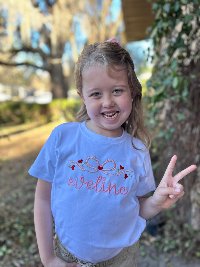 Valentine Ribbon Embroidered Shirt