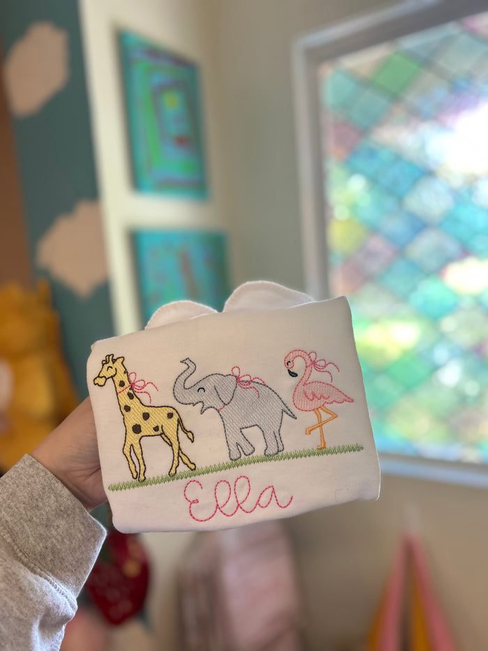 Zoo Trip Trio Embroidered Peter Pan Collar Shirt