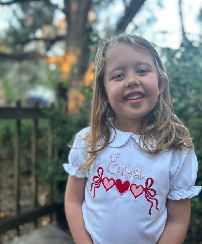 Valentine Embroidered Heart Trio Shirt