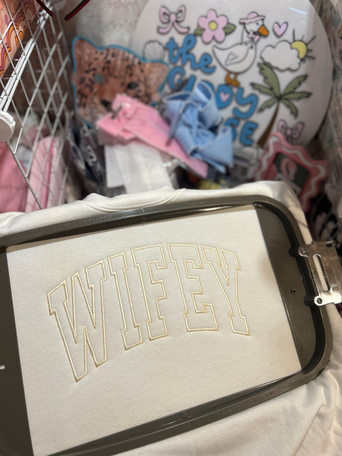Wifey Embroidered Sweatshirt