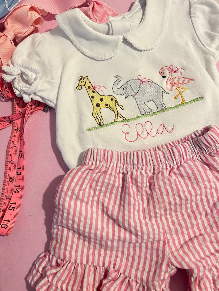 Zoo Trip Trio Embroidered Peter Pan Collar Shirt