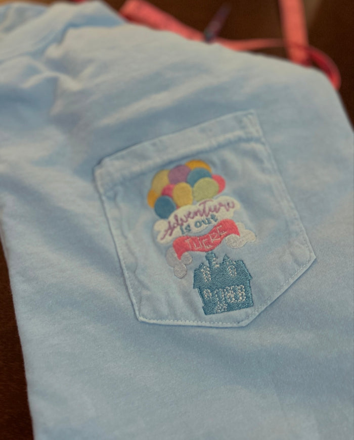 Adventure is Out There Embroidered Pocket T-Shirt