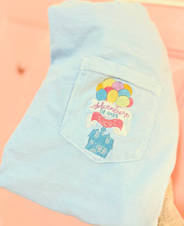 Adventure is Out There Embroidered Pocket T-Shirt