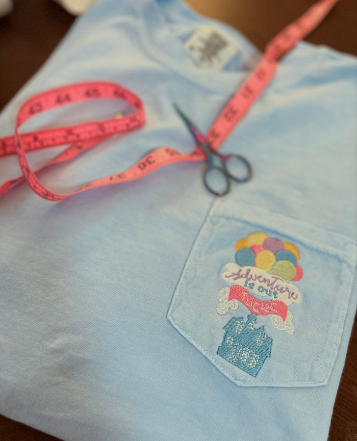 Adventure is Out There Embroidered Pocket T-Shirt