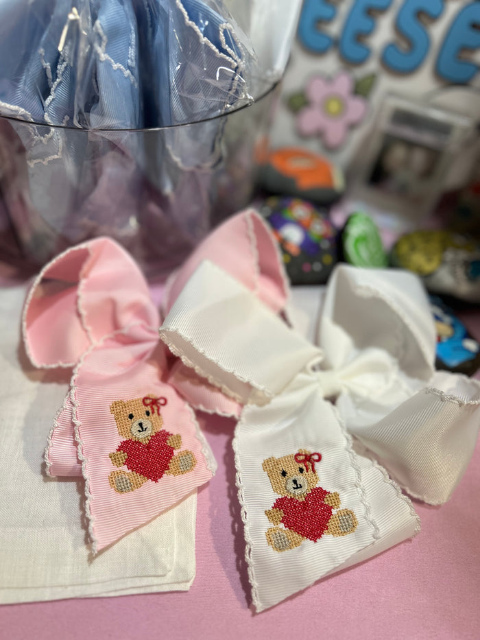 Cross Stitch Embroidered Bow