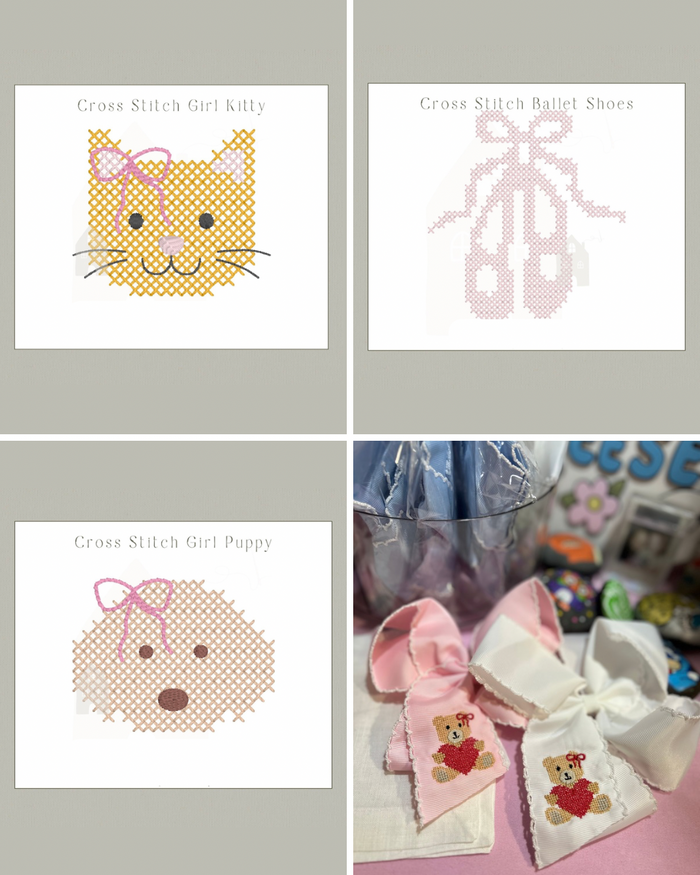 Cross Stitch Embroidered Bow