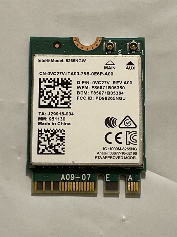 Dell Latitude 7390 7480 7490 Dual Band 802.11 ac/a/b/g/n WiFi Card 8265NGW VC27V