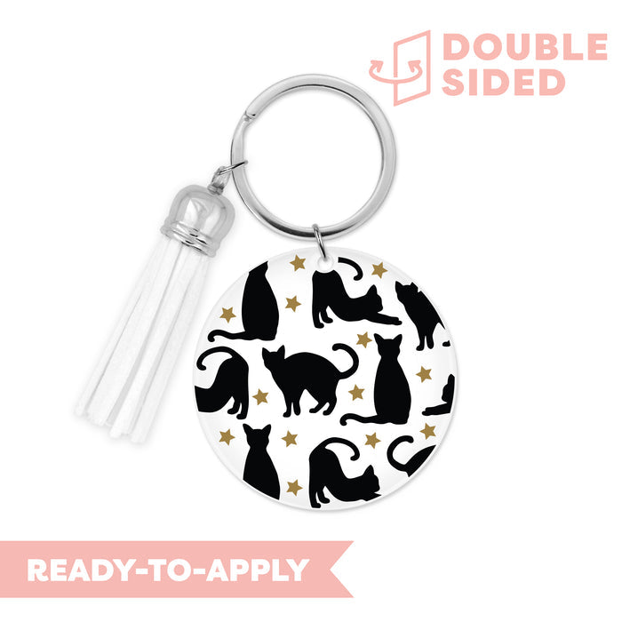 [ Double Sided ] Circle UV DTF Decal | Black Cat