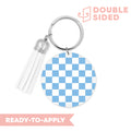 [ Double Sided ] Circle UV DTF Decal | Blue Checkered