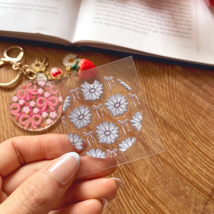 [ Double Sided ] Circle UV DTF Decal | Blue Daisy