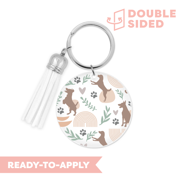 [ Double Sided ] Circle UV DTF Decal | Boho Dog