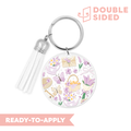 [ Double Sided ] Circle UV DTF Decal | Lavender Picnic Field