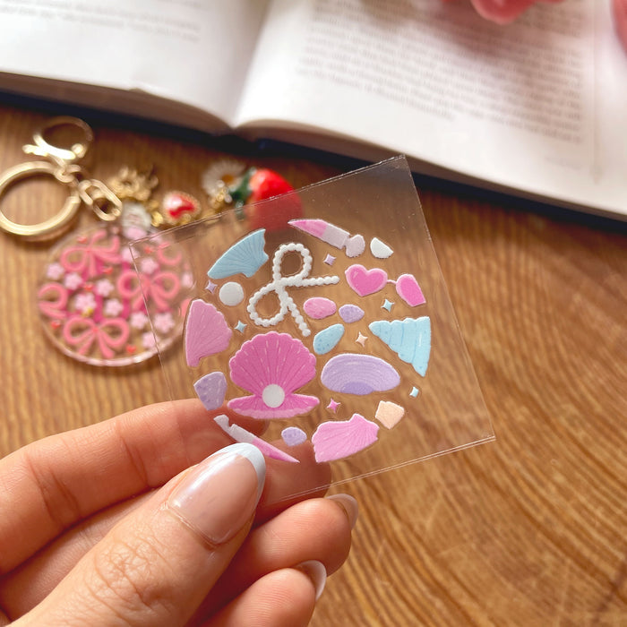 [ Double Sided ] Circle UV DTF Decal | Seashell & Pearls