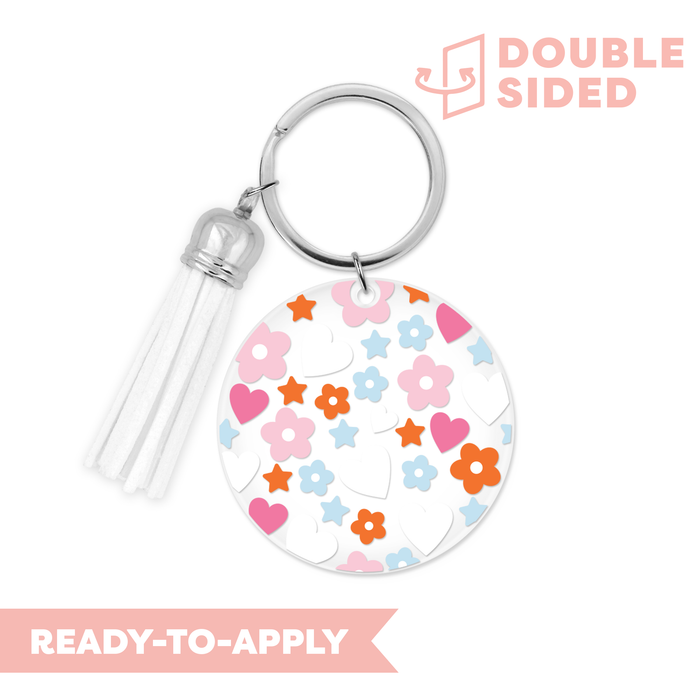 [ Double Sided ] Circle UV DTF Decal | Spring Heart