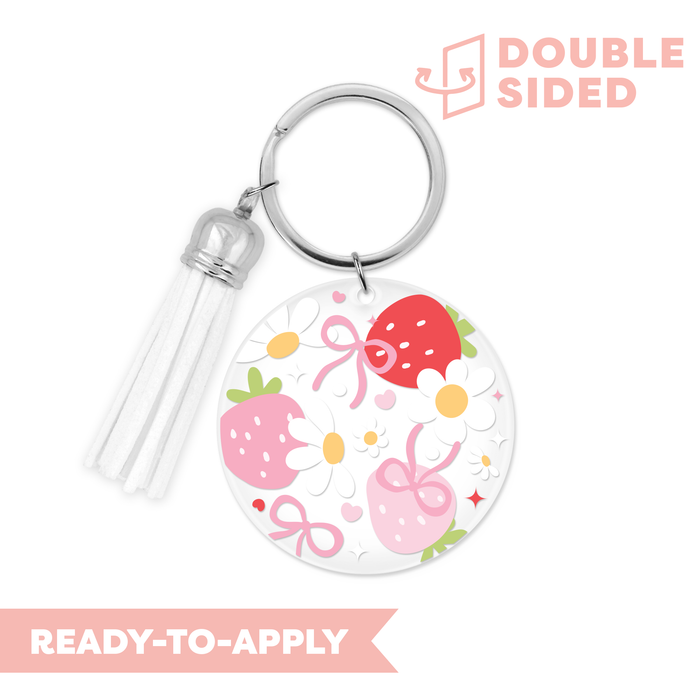 [ Double Sided ] Circle UV DTF Decal | Strawberry Girlie