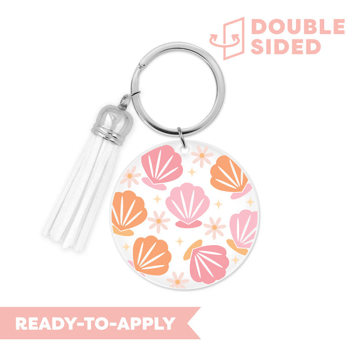 [ Double Sided ] Circle UV DTF Decal | Summer Seashell