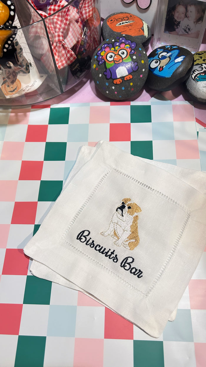 Embroidered Dog Cocktail Napkin