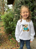 Embroidered Teddy Bear Football Jersey Sweatshirt