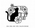 FREE Cat With Book SVG | Book Lover SVG