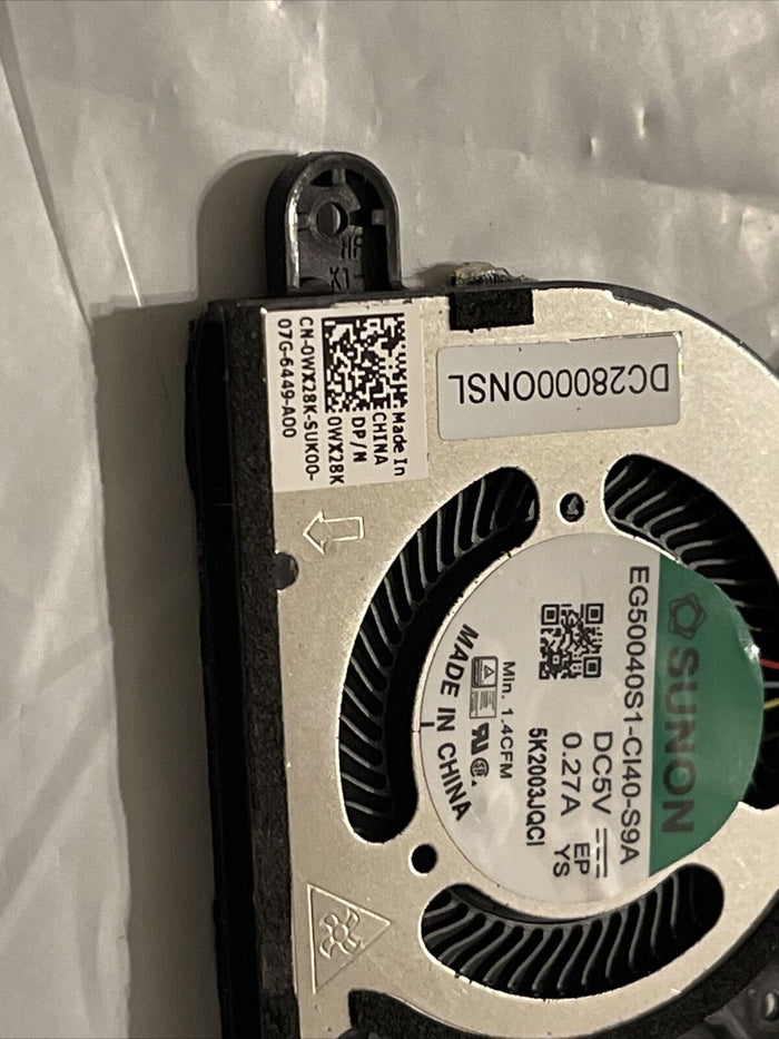 Genuine Dell XPS 13 9310 13.3"  Laptop CPU Cooling Fan  WX28K 0WX28K