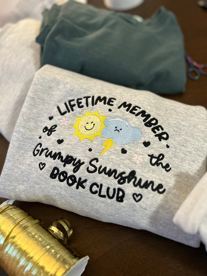 Grumpy/Sunshine Book Club Embroidered Sweatshirt