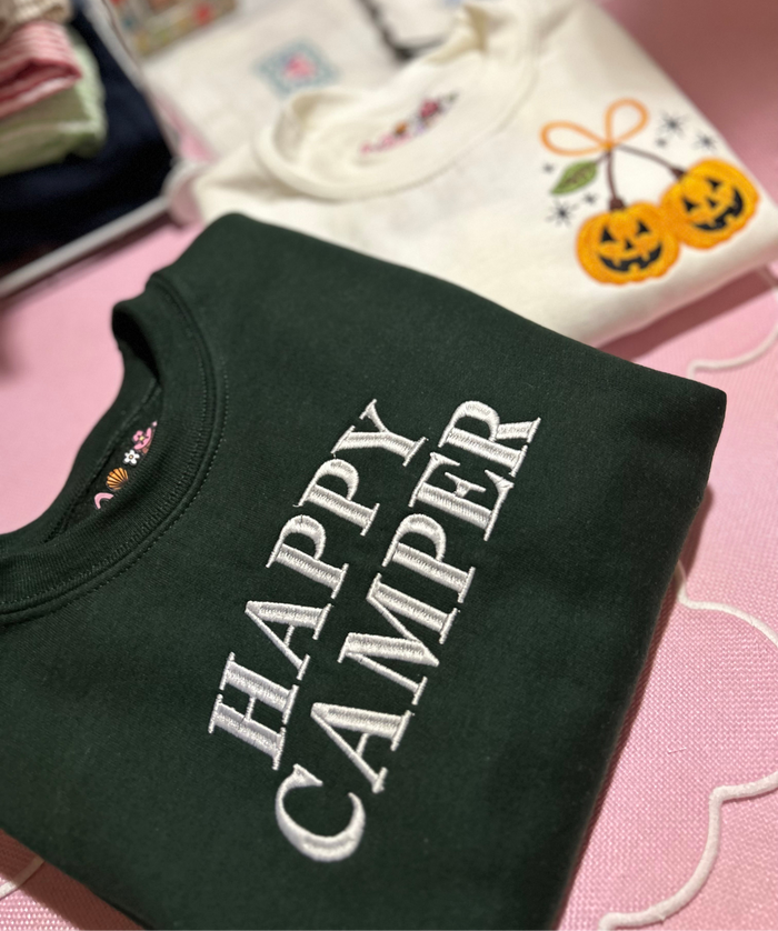 Happy Camper Embroidered Sweatshirt
