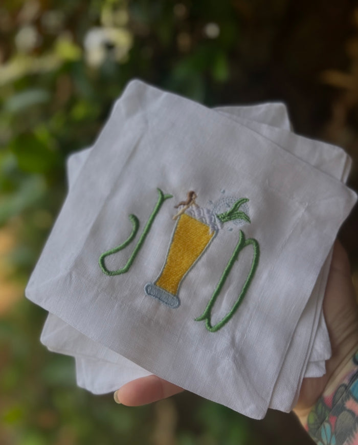 Heads or Tails Embroidered Cocktail Napkins