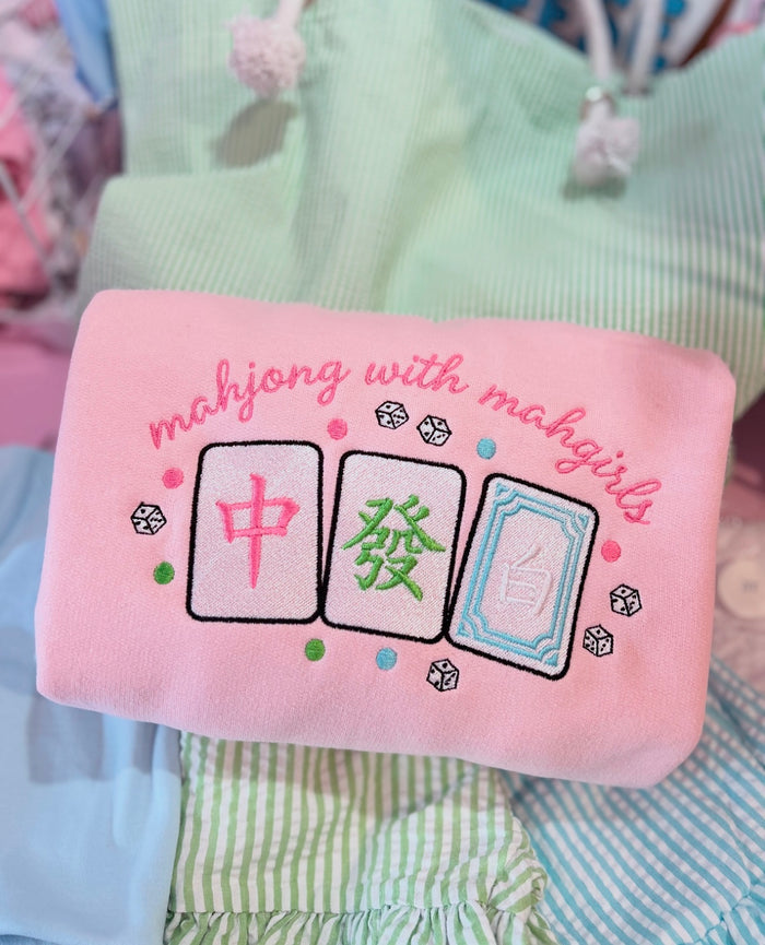 Mahjong with Mahgirls Embroidered Sweatshirt