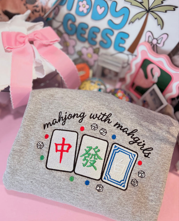 Mahjong with Mahgirls Embroidered Sweatshirt