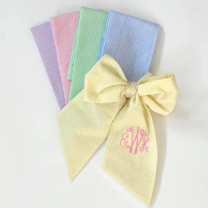 Monogrammed Seersucker Bow Sash