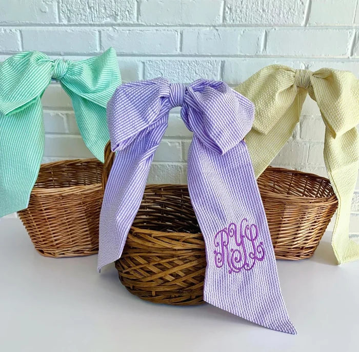 Monogrammed Seersucker Bow Sash