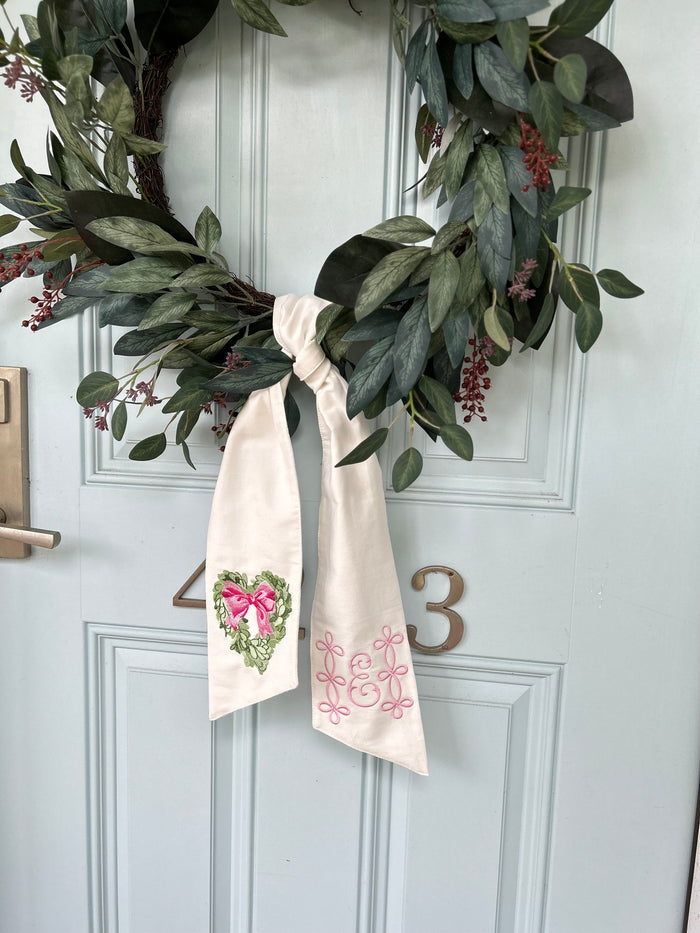 Monogrammed Topiary Wreath Sash