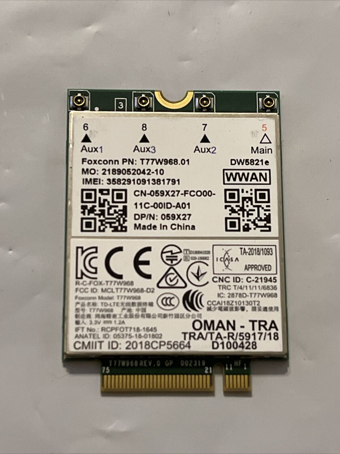 OEM Dell Latitude T77W968 DW5821e Snapdragon X20 4G LTE Card 59x27 059X27 GradeA