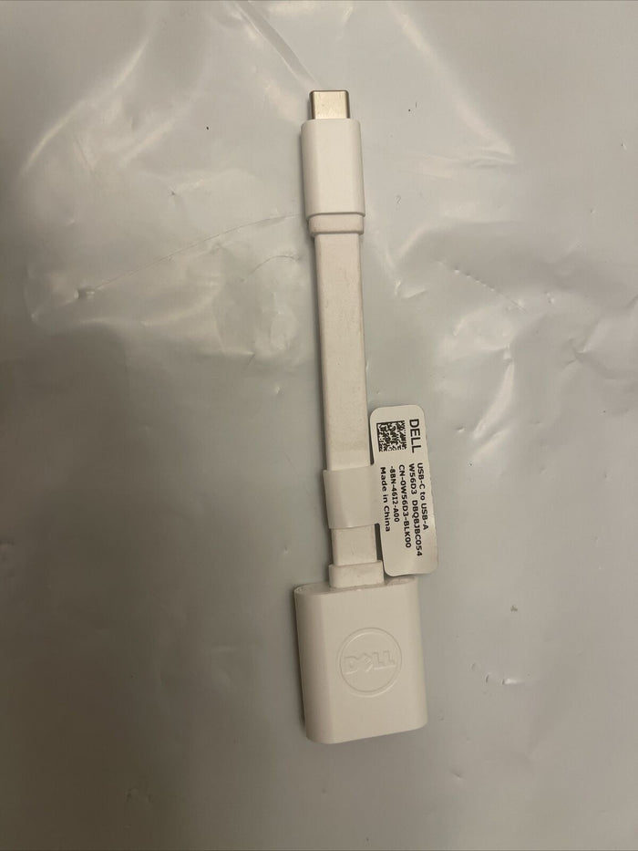 Oem Genuine Dell Adapter USB-C to USB-A 3.0  White Cable DBQBJBC054 W56D3 GradeA
