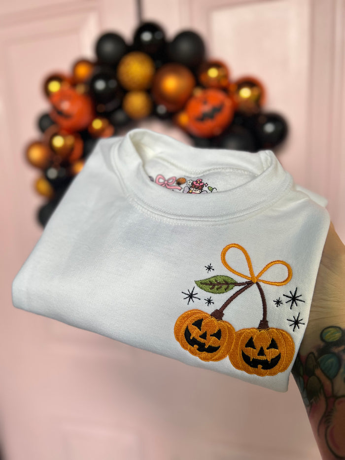 Pumpkin Cherries Embroidered Sweatshirt