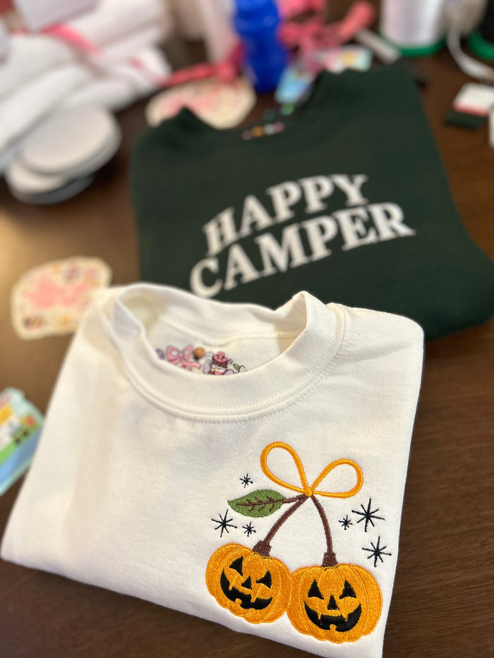 Pumpkin Cherries Embroidered Sweatshirt