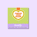 A square magnetic bookmark card with a pastel design, featuring a lime green top section, a lavender bottom band, and a central white heart with an orange ribbon and the text 'PUMPKIN SPICE SEASON'. The bottom reads 'limes & lily MAGNETIC BOOKMARK'.