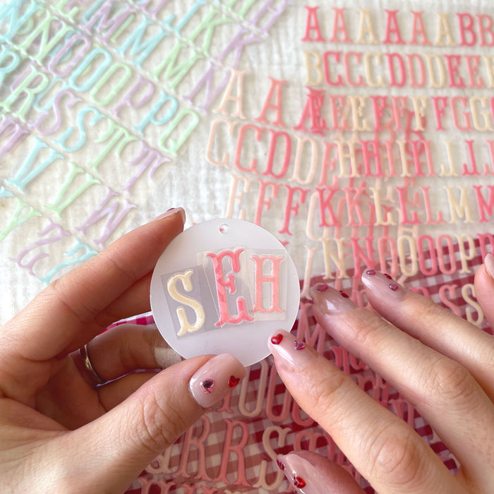 [ Single Sided ] Holographic Letter Sticker Sheet Set | Fishtail Monogram 2 Sheets