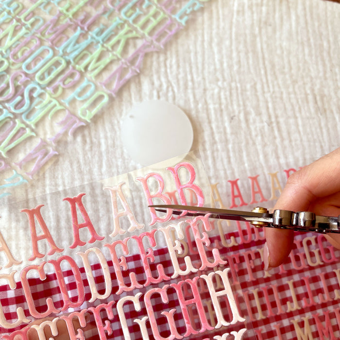 [ Single Sided ] Holographic Letter Sticker Sheet Set | Fishtail Monogram 2 Sheets