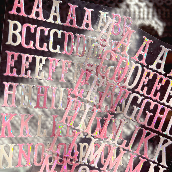 [ Single Sided ] Holographic Letter Sticker Sheet Set | Fishtail Monogram 2 Sheets