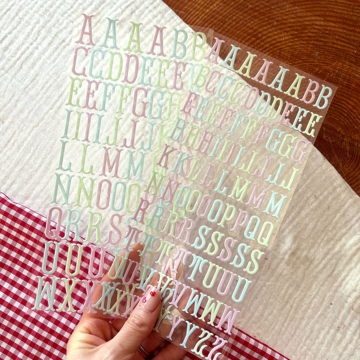 [ Single Sided ] Holographic Letter Sticker Sheet Set | Fishtail Monogram 2 Sheets