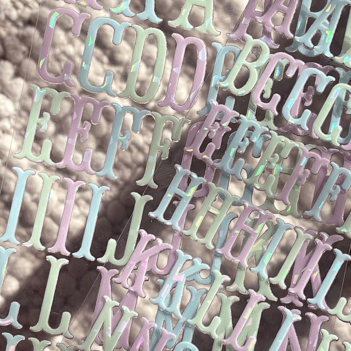 [ Single Sided ] Holographic Letter Sticker Sheet Set | Fishtail Monogram 2 Sheets
