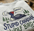 Stupid Canadian Wolf Bird Heated Rivalry Embroidered Sweatshirt