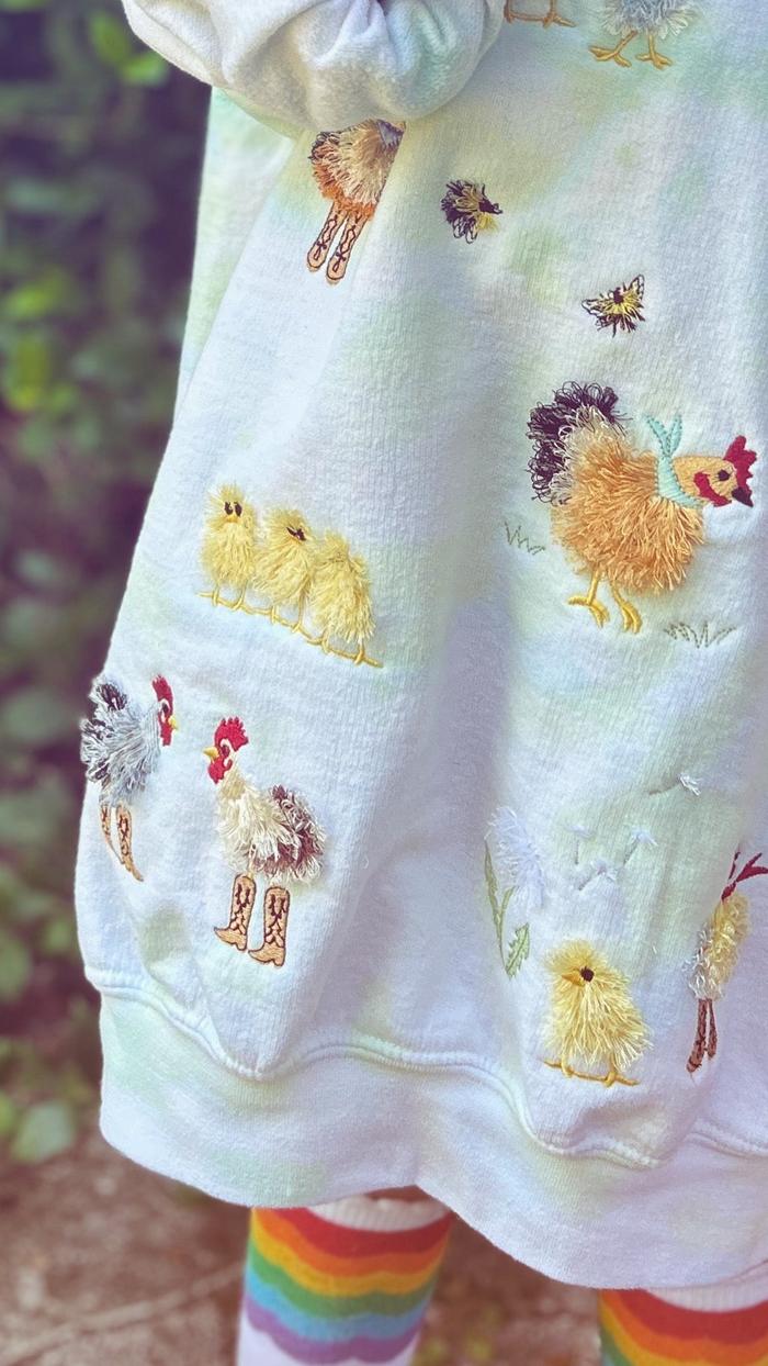 The Birds and the Bees Embroidered Fringe Sweatshirt
