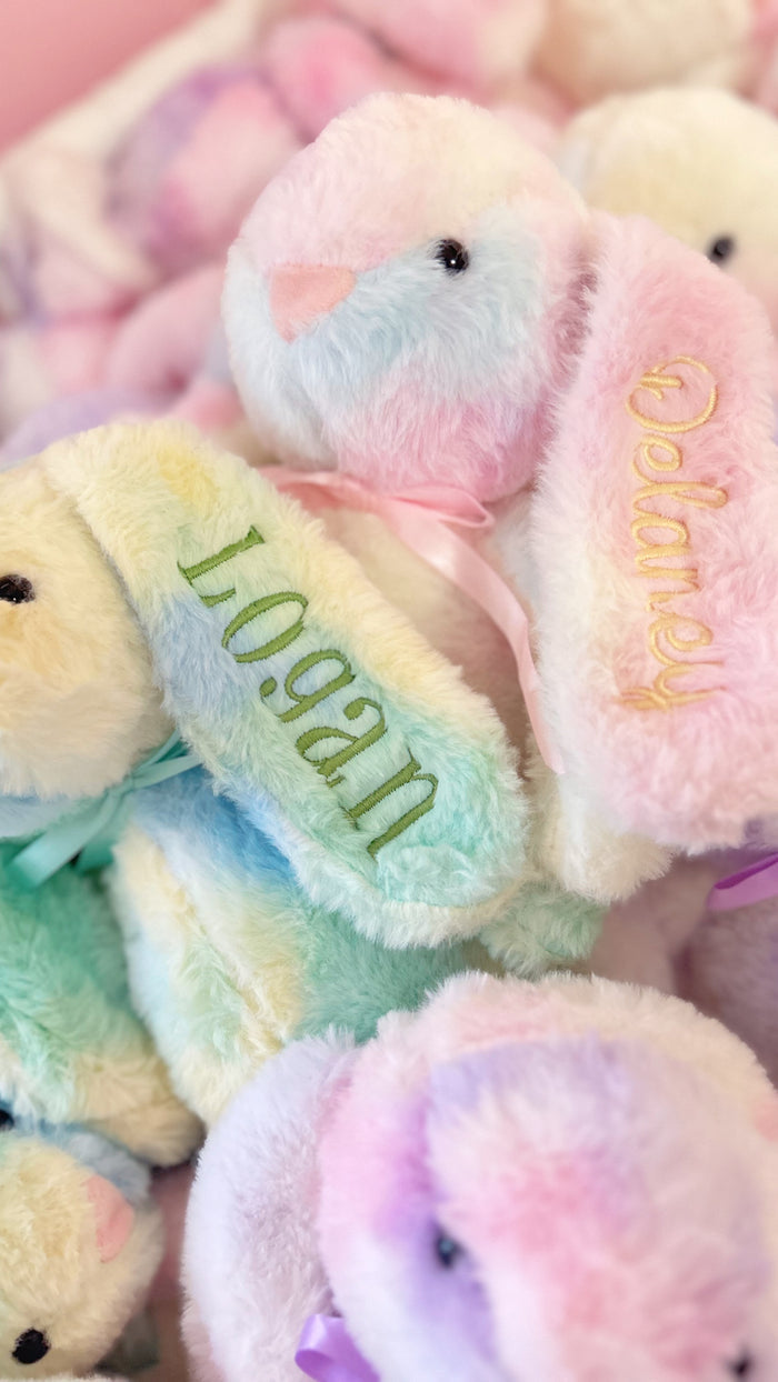 Tie Dye Embroidered Personalized Bunny