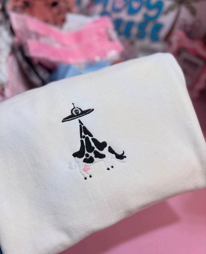 UFO Cow Spot Stealer Embroidered Sweatshirt
