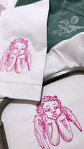 Valentine Cherub Embroidered Linen Hand Towel