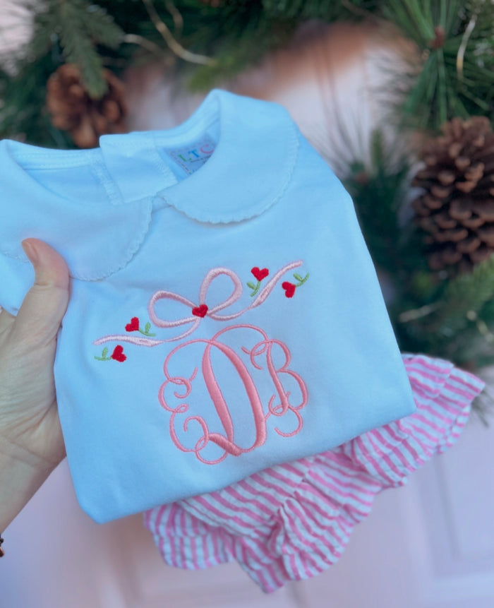 Valentine Ribbon Embroidered Shirt
